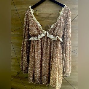 Penni Floral Print Ruffle Long Sleeve Minidress